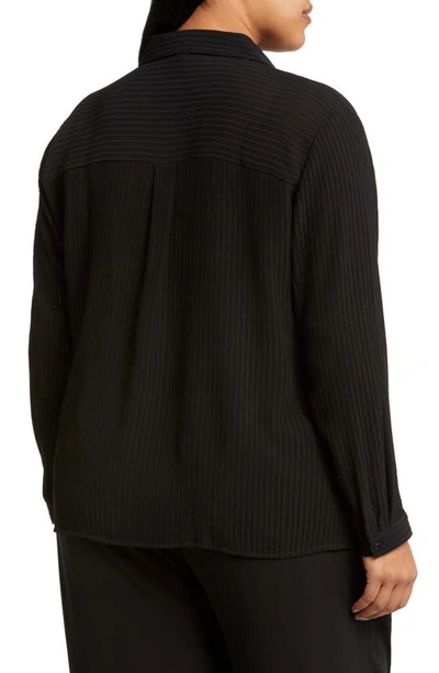 Shop Eileen Fisher Silk Button-up Shirt In Black