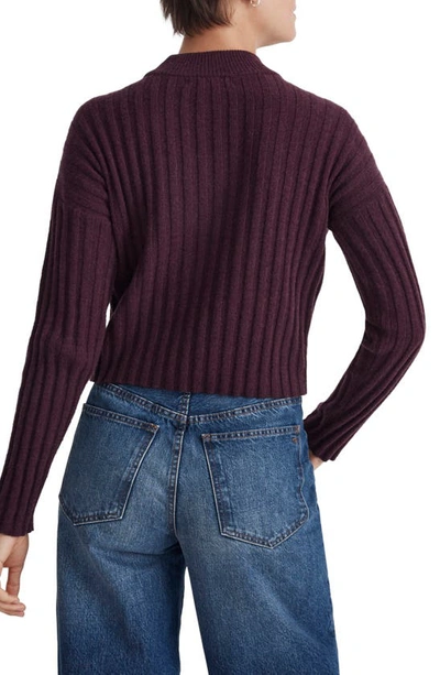 Shop Madewell Mock Neck Crop Sweater In Hthr Plum