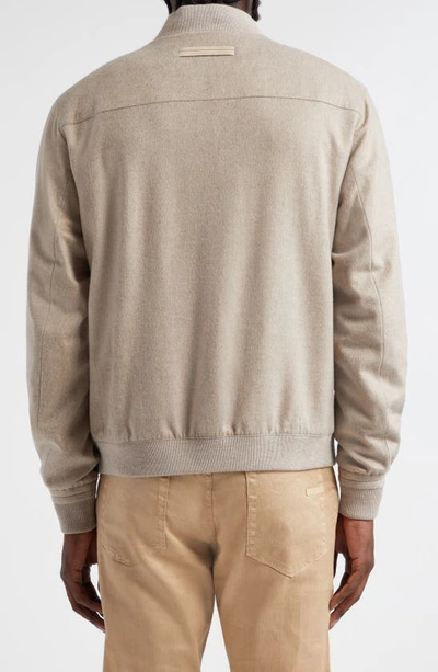 Shop Zegna Oasi Cashmere Elements Bomber Jacket In Beige