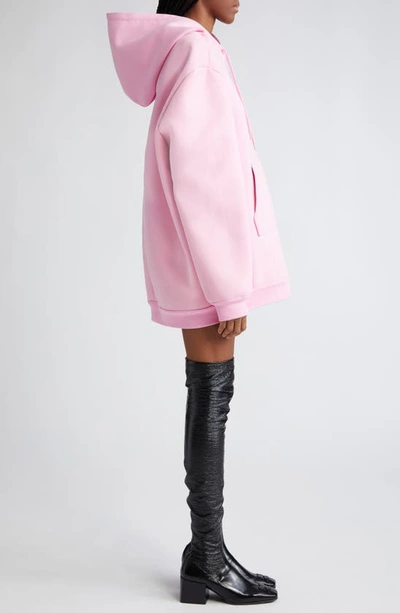 Shop Courrèges Long Sleeve Hooded Sweatshirt Dress In Candy Pink