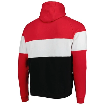 Shop New Era Black/red Atlanta Falcons Colorblock Current Pullover Hoodie