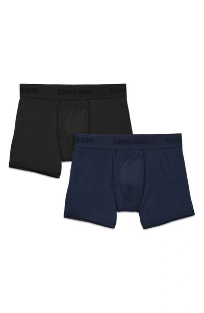Shop Tommy John 2-pack Second Skin 4-inch Boxer Briefs In Black/ Dress Blues