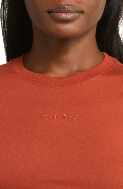 Shop Nike Embroidered Logo Crop Top In Rugged Orange/ Rugged Orange