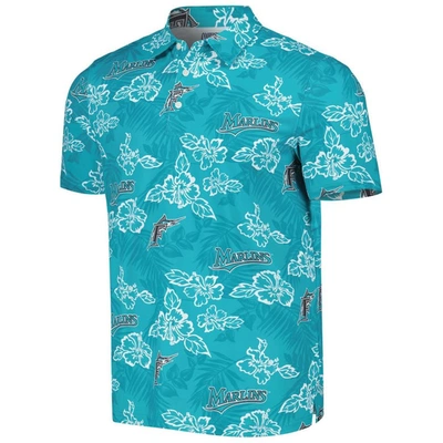 Shop Reyn Spooner Teal Florida Marlins Cooperstown Collection Puamana Print Polo