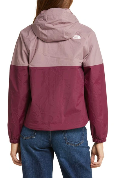 Shop The North Face Antora Waterproof Rain Jacket In Fawn Grey/ Boysenberry