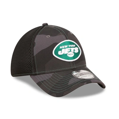 Shop New Era Camo/black New York Jets  Logo Neo 39thirty Flex Hat