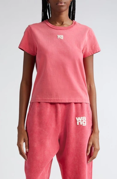 Shop Alexander Wang T Shrunken Cotton Logo Tee In Soft Cherry