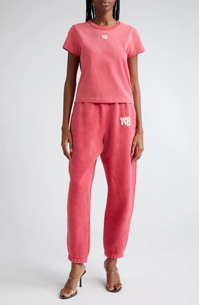Alexander Wang T Shrunken Cotton Logo Tee In Soft Cherry