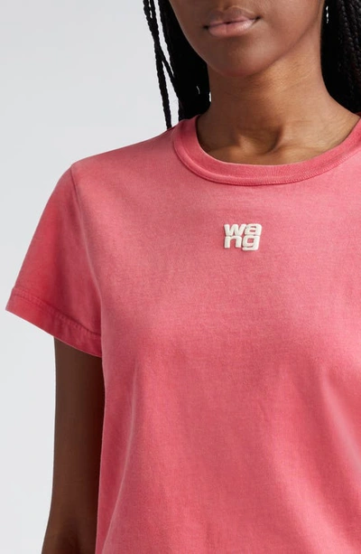 Alexander Wang T Shrunken Cotton Logo Tee In Soft Cherry