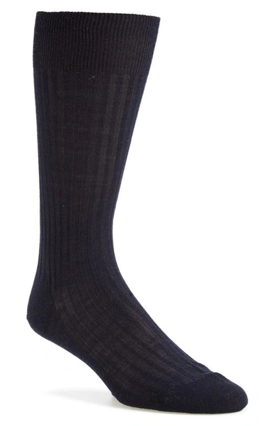 Shop Pantherella Merino Wool Blend Dress Socks In Navy