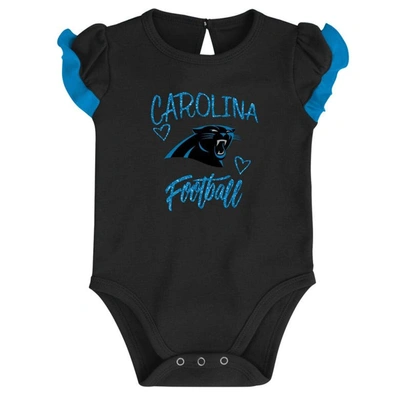 Shop Outerstuff Newborn & Infant Black/blue Carolina Panthers Too Much Love Two-piece Bodysuit Set
