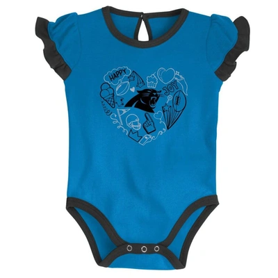 Shop Outerstuff Newborn & Infant Black/blue Carolina Panthers Too Much Love Two-piece Bodysuit Set