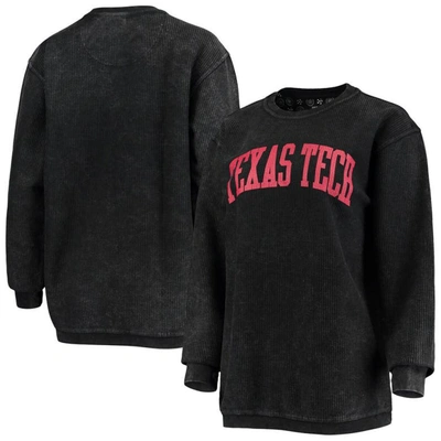 Shop Pressbox Black Texas Tech Red Raiders Comfy Cord Vintage Wash Basic Arch Pullover Sweatshirt
