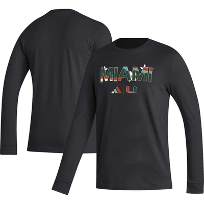 Shop Adidas Originals Adidas Black Miami Hurricanes Honoring Black Excellence Long Sleeve T-shirt