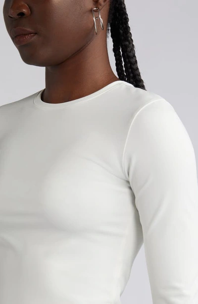 Shop Open Edit Long Sleeve Crop T-shirt In Ivory
