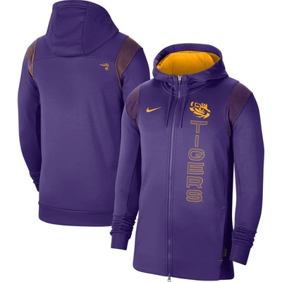 Shop Nike Purple Lsu Tigers 2021 Sideline Performance Full-zip Hoodie