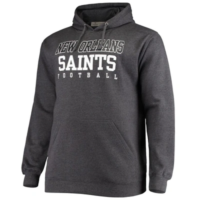 Shop Fanatics Branded Heathered Charcoal New Orleans Saints Big & Tall Practice Pullover Hoodie In Heather Charcoal