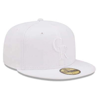 Shop New Era Colorado Rockies White On White 59fifty Fitted Hat