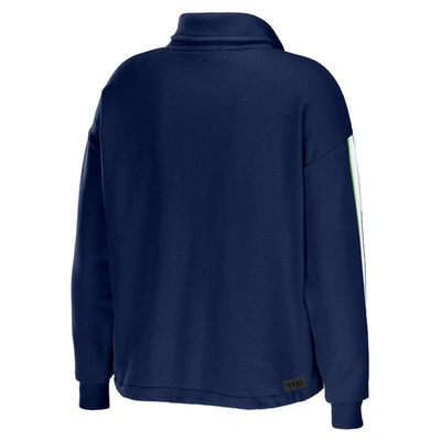 Shop Wear By Erin Andrews College Navy Seattle Seahawks Logo Stripe Half-zip Top