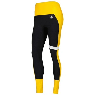 Shop Kiya Tomlin Black/gold Pittsburgh Steelers Colorblock Tri-blend Leggings