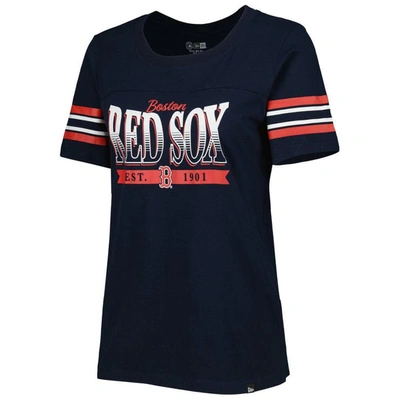 Shop New Era Navy Boston Red Sox Team Stripe T-shirt