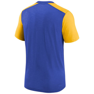 Shop Nike Youth  Heathered Royal/heathered Gold Los Angeles Rams Colorblock Team Name T-shirt In Heather Royal