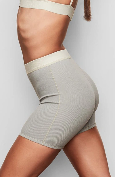 Shop Skims Cotton Rib Boxers In Mineral