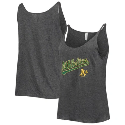 Shop Soft As A Grape Heathered Charcoal Oakland Athletics Slouchy Tank Top In Heather Charcoal