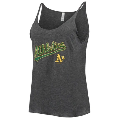 Shop Soft As A Grape Heathered Charcoal Oakland Athletics Slouchy Tank Top In Heather Charcoal