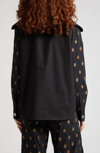 Shop Chopova Lowena Corinthian Sequin Embroidered Cotton Blouse In Black
