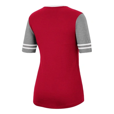 Colosseum Women's  Cardinal, Heathered Gray Arkansas Razorbacks There You Are V-neck T-shirt In Cardinal