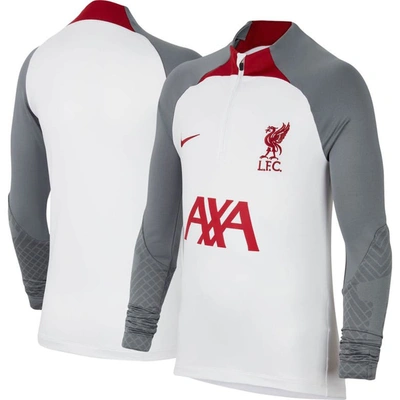 Shop Nike Youth  White Liverpool Drill Performance Quarter-zip Raglan Long Sleeve Top