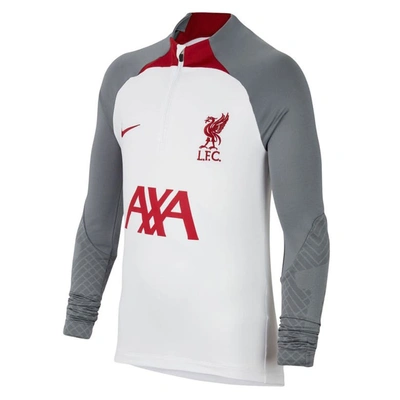 Shop Nike Youth  White Liverpool Drill Performance Quarter-zip Raglan Long Sleeve Top