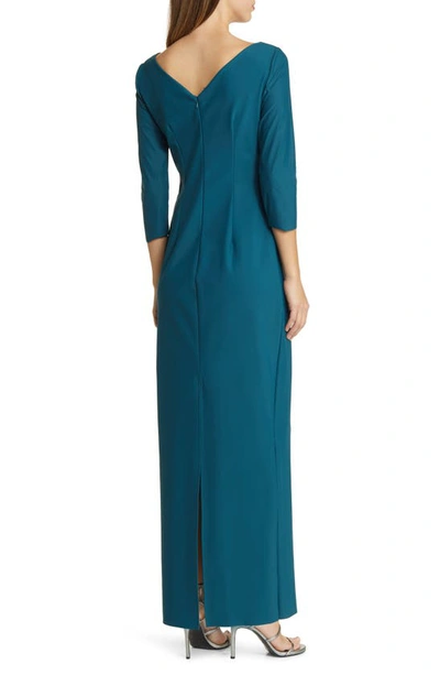 Alex Evenings Ruched Column Dress In Deep Teal