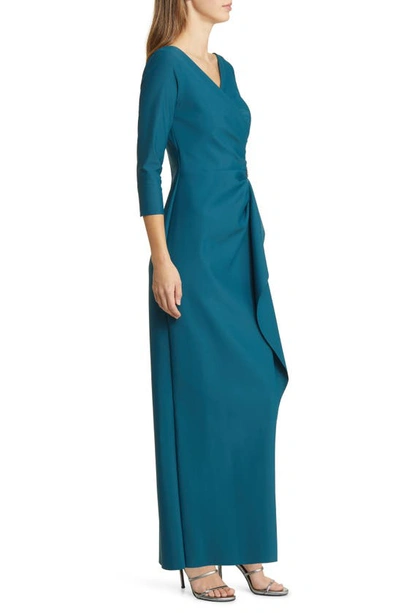 Alex Evenings Ruched Column Dress In Deep Teal
