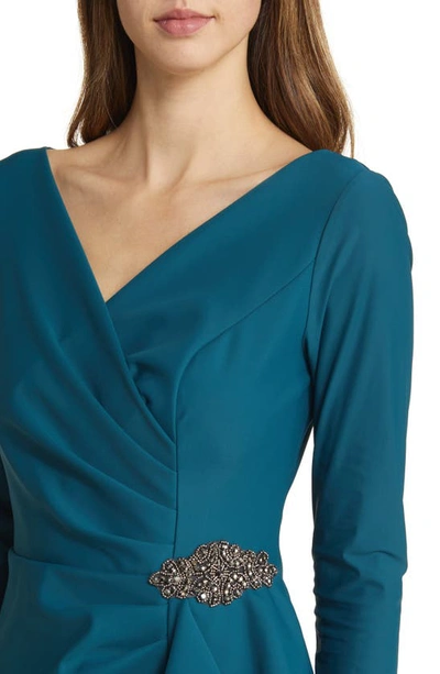 Alex Evenings Ruched Column Dress In Deep Teal