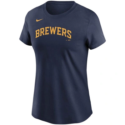 Shop Nike Christian Yelich Navy Milwaukee Brewers Name & Number T-shirt