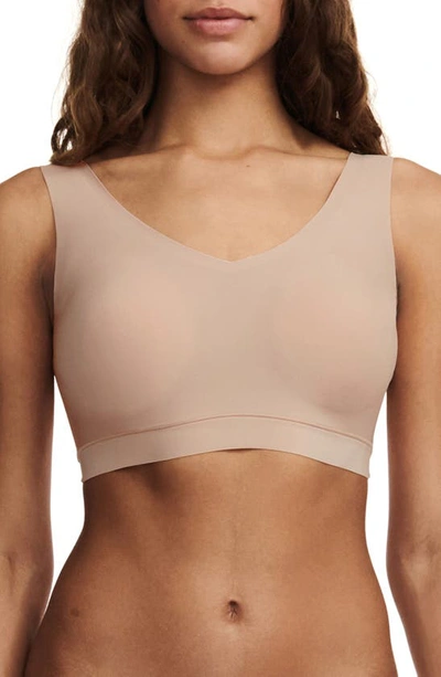 Shop Chantelle Lingerie Soft Stretch Padded V-neck Bralette In Nude Blush