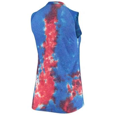 Shop Majestic Threads Red/blue New York Mets Tie-dye Tri-blend Muscle Tank Top