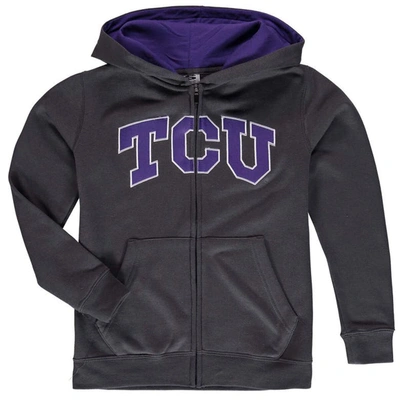 Shop Stadium Athletic Youth Charcoal Tcu Horned Frogs Applique Arch & Logo Full-zip Hoodie