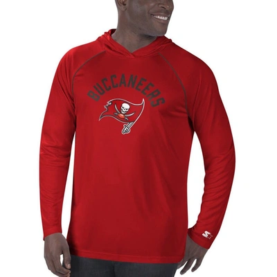 Shop Starter Red Tampa Bay Buccaneers Raglan Long Sleeve Hoodie T-shirt