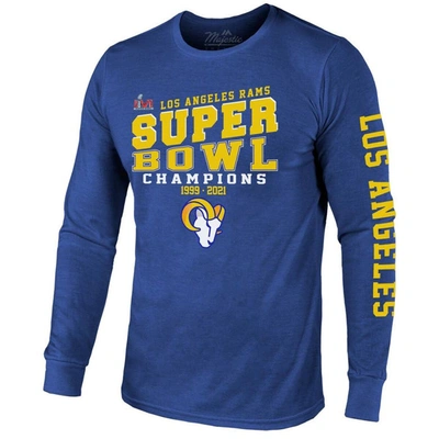 Shop Majestic Threads Royal Los Angeles Rams 2-time Super Bowl Champions Loudmouth Long Sleeve T-shirt
