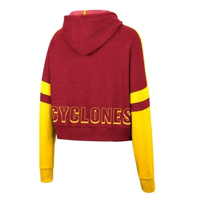 Shop Colosseum Cardinal Iowa State Cyclones Throwback Stripe Arch Logo Cropped Pullover Hoodie
