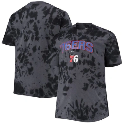 Shop Profile Black Philadelphia 76ers Big & Tall Marble Dye Tonal Performance T-shirt