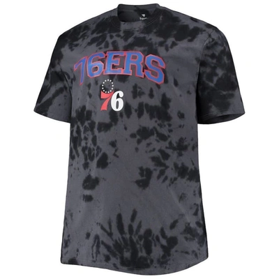 Shop Profile Black Philadelphia 76ers Big & Tall Marble Dye Tonal Performance T-shirt