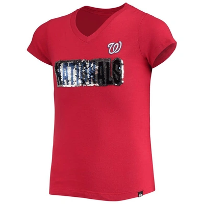 Shop New Era Girls Youth  Red Washington Nationals Flip Sequin Team T-shirt