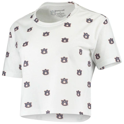 Shop Boxercraft White Auburn Tigers Cropped Allover Print T-shirt