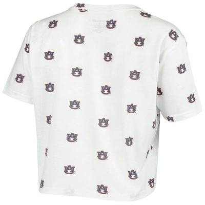 Shop Boxercraft White Auburn Tigers Cropped Allover Print T-shirt