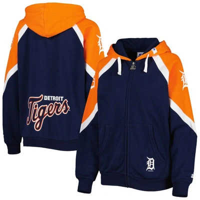 Shop Starter Navy/orange Detroit Tigers Hail Mary Full-zip Hoodie