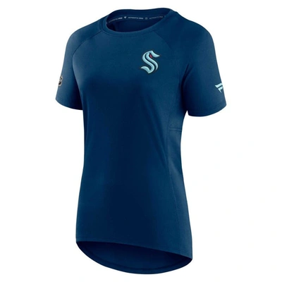 Shop Fanatics Branded Deep Sea Blue Seattle Kraken Authentic Pro Rink Raglan Tech T-shirt In Navy